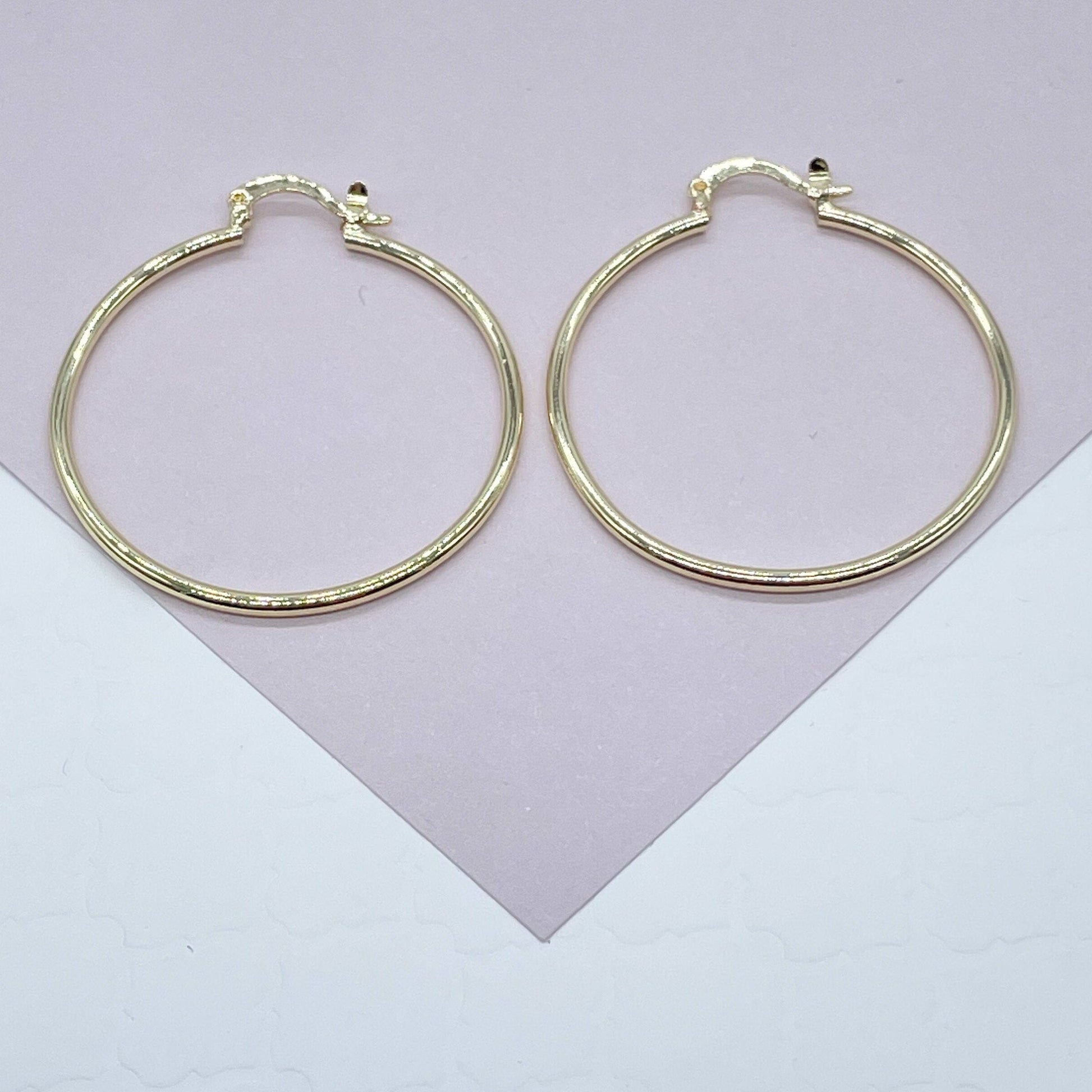 Light 18k Gold Filled Ultra Thin Hoops 1.7mm Thickness In S, M, L Sizes And Jewelry Making Supplies