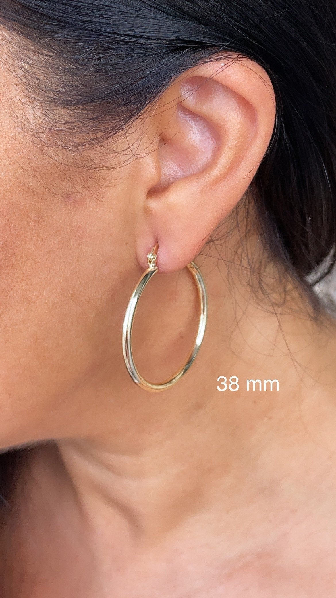 18k Gold Filled Plain Hoop Earrings Available Small, Medium, Large Sizes For the