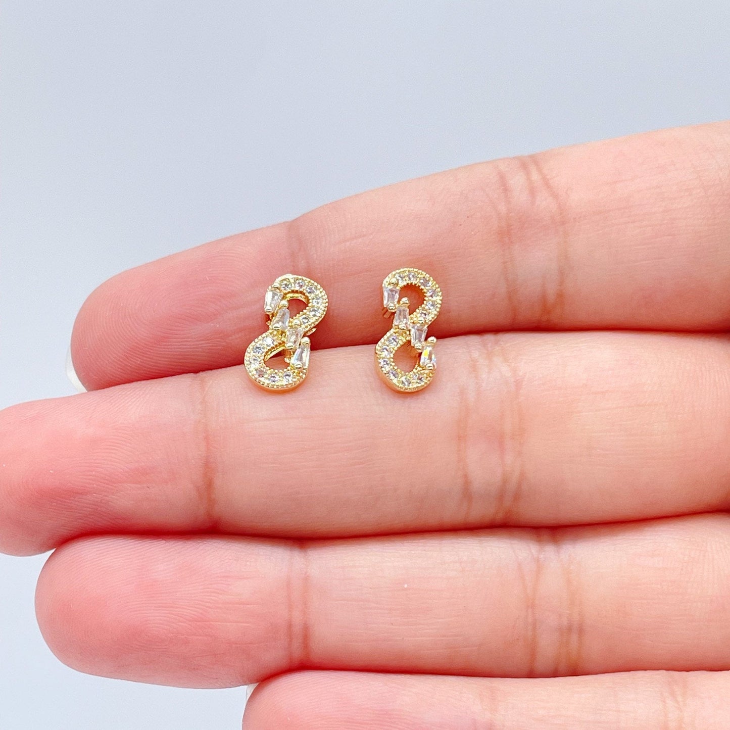 18k Gold Filled Infinity Baguete And Micro Pave Zirconia Set Necklace And