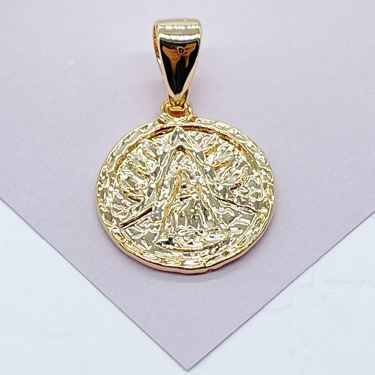 18k Gold Filled Our Lady of Charity Coin Pendant - Catholic Caridad Del Cobre Charm