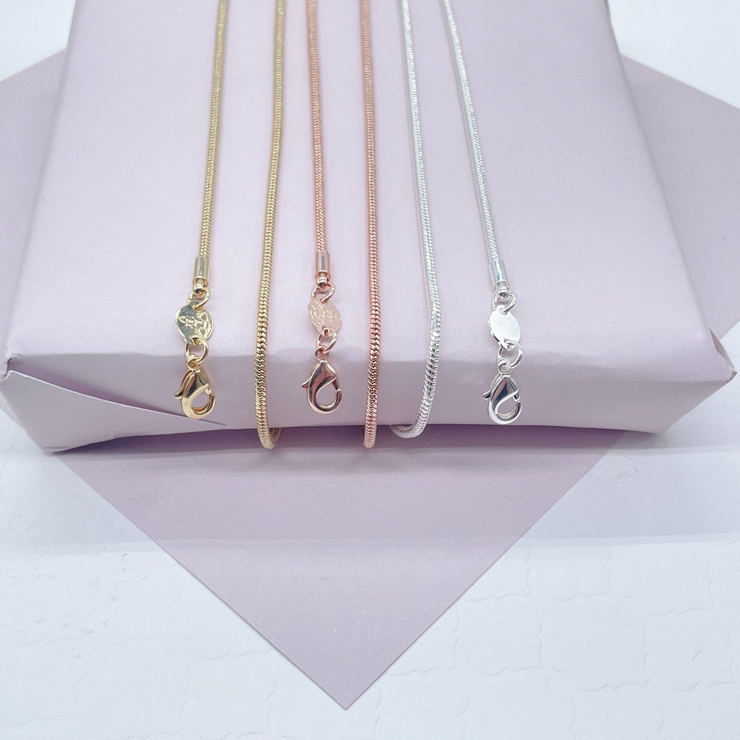 18k Gold Filled 1.5mm Round Snake Chain
