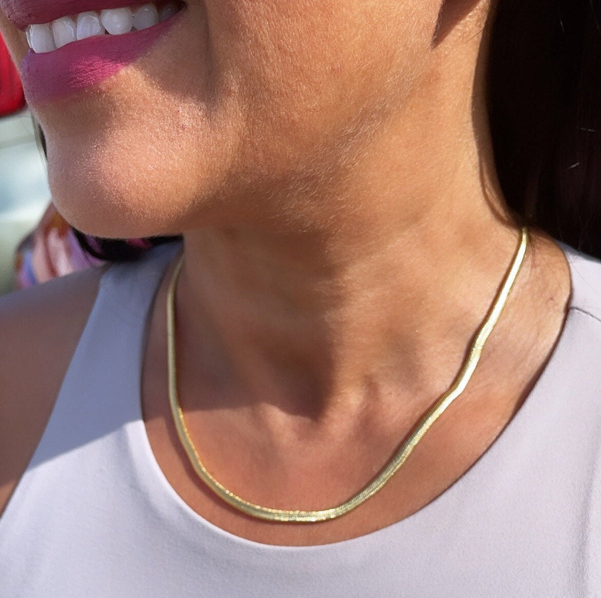 18k Gold Filled 5mm Soft Flat Snake Chain Supplies