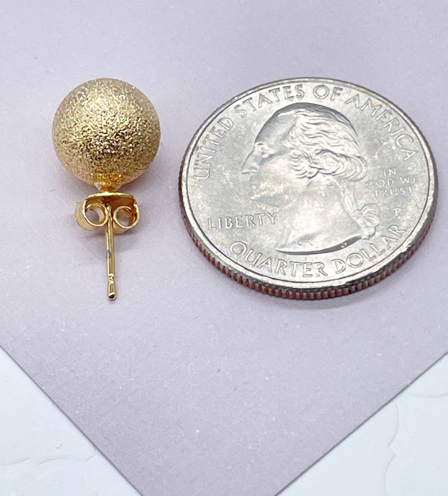 18k Gold Filled Matte Ball Stud Earrings, Grooved Surface Ball Stud Earrings,