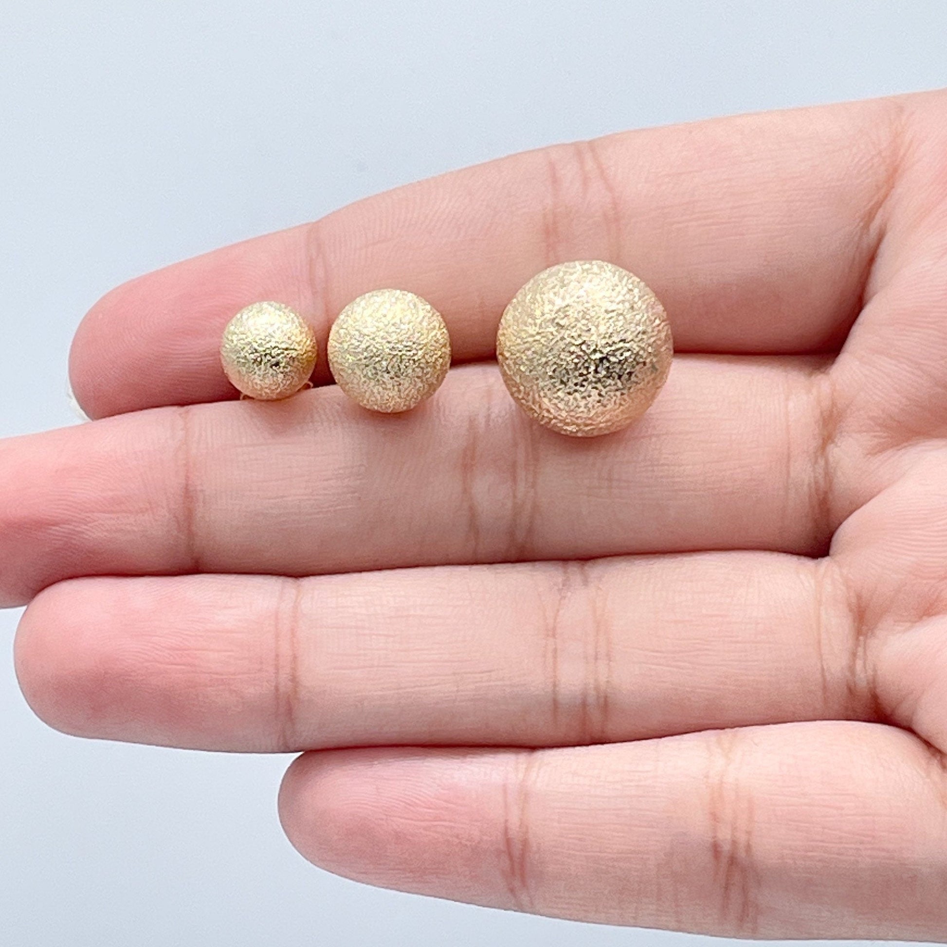 18k Gold Filled Matte Ball Stud Earrings, Grooved Surface Ball Stud Earrings,