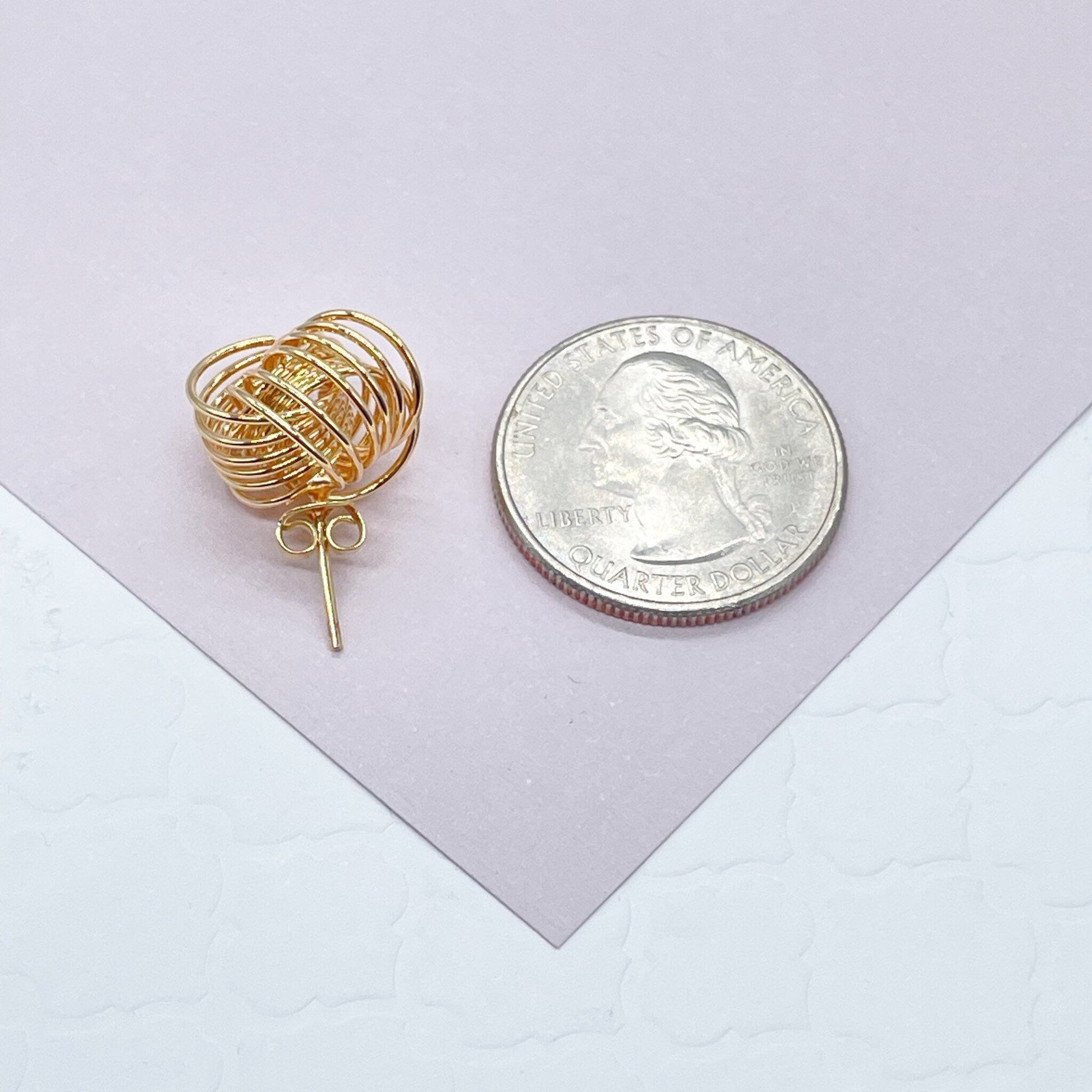 18k Gold Filled Love Knot Stud Earrings, Knot Earrings In Gold Thread, Sizes