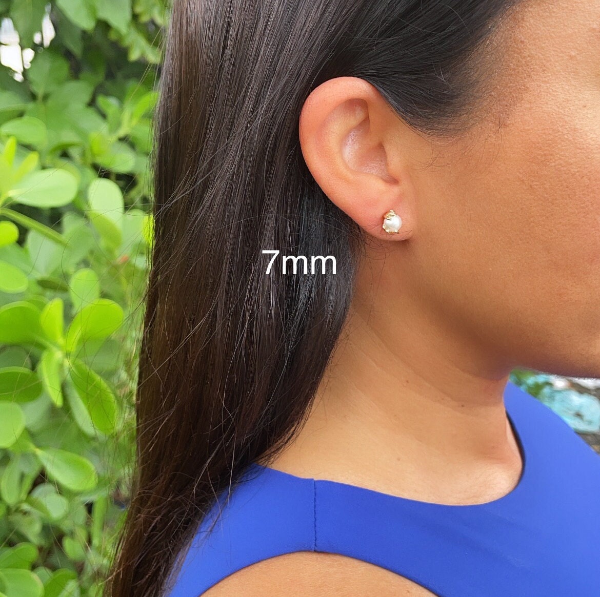 18k Gold Filled Pearl Stud Earrings with Gold Thread