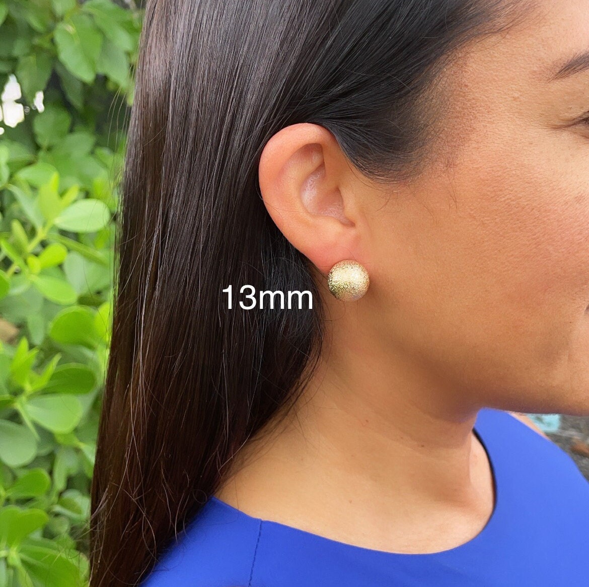 18k Gold Filled Ball Stud Earrings: Matte Grooved Design