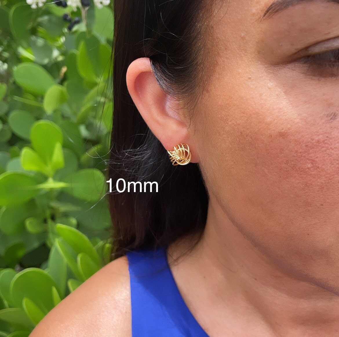 18k Gold Filled Love Knot Stud Earrings, Knot Earrings In Gold Thread, Sizes