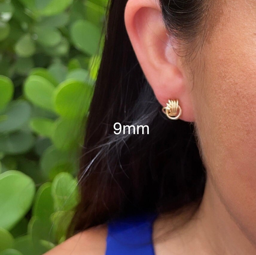 18k Gold Filled Love Knot Stud Earrings, Knot Earrings In Gold Thread, Sizes