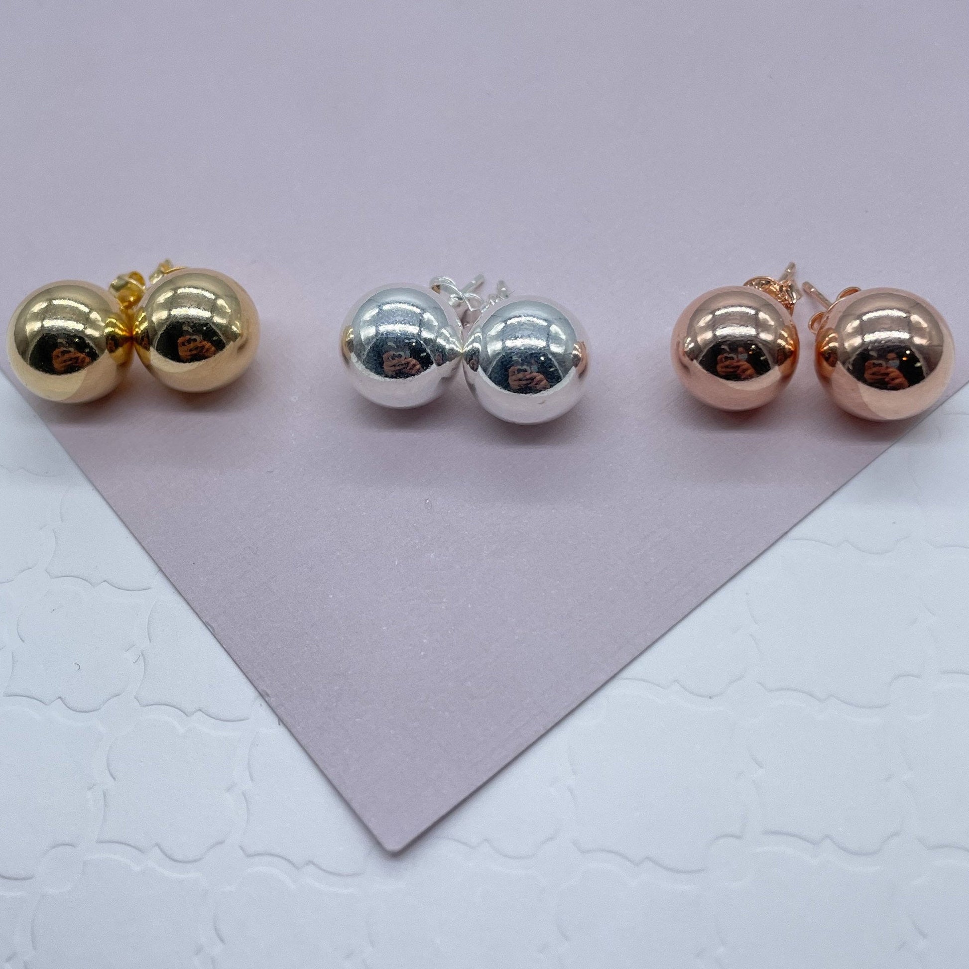 18k Gold Filled 13mm Ball Stud Earrings Available in Gold, Rose Gold and Silver