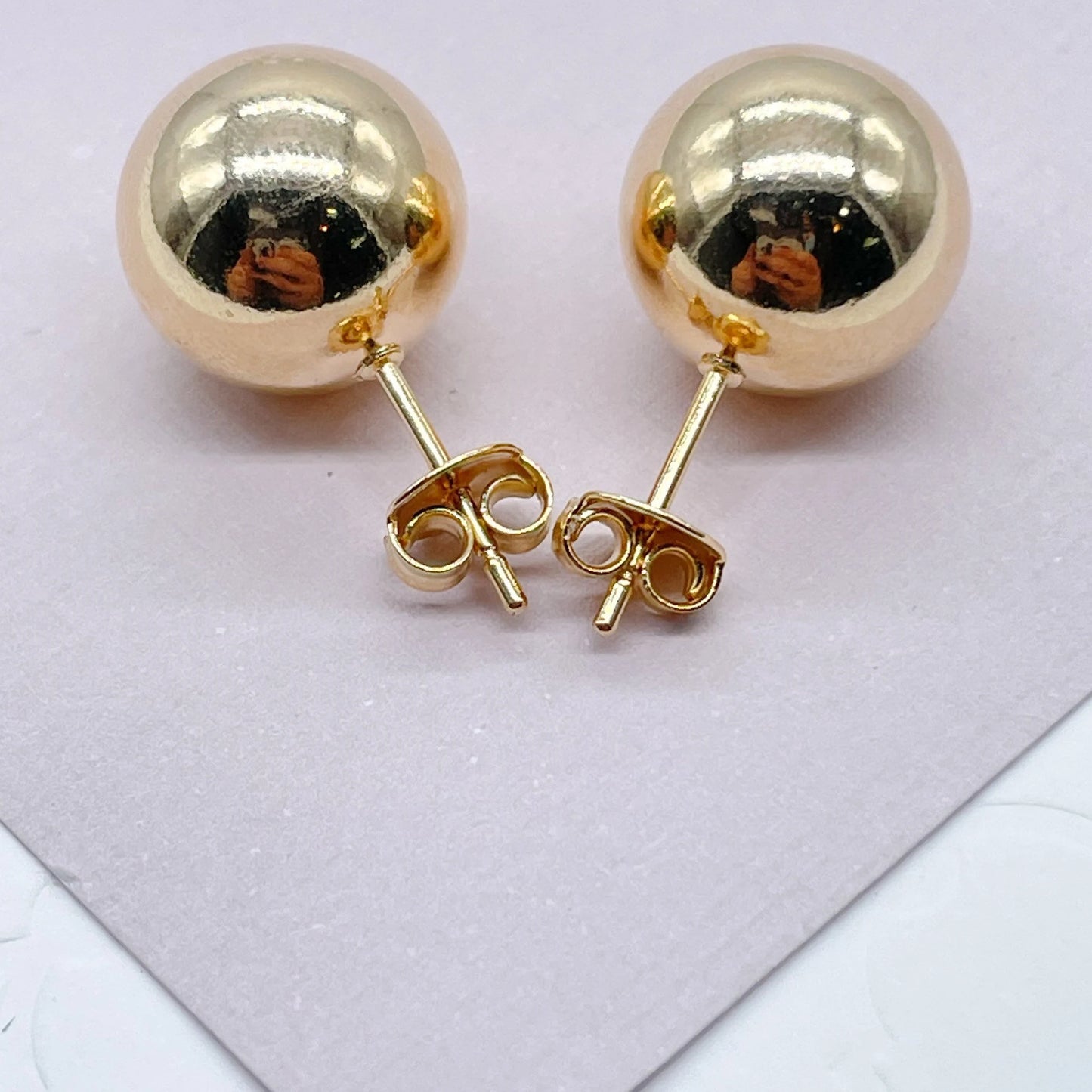 18k Gold Filled 12mm Ball Stud Earrings