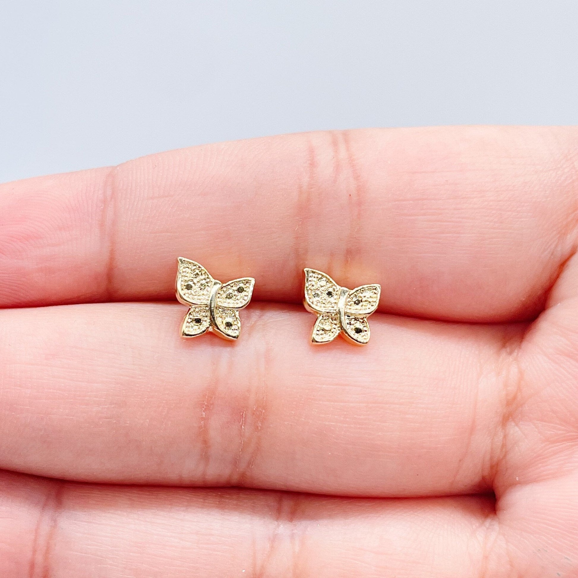 18k Gold Filled Small Butterfly Stud Earrings Dainty Jewelry Featuring Design