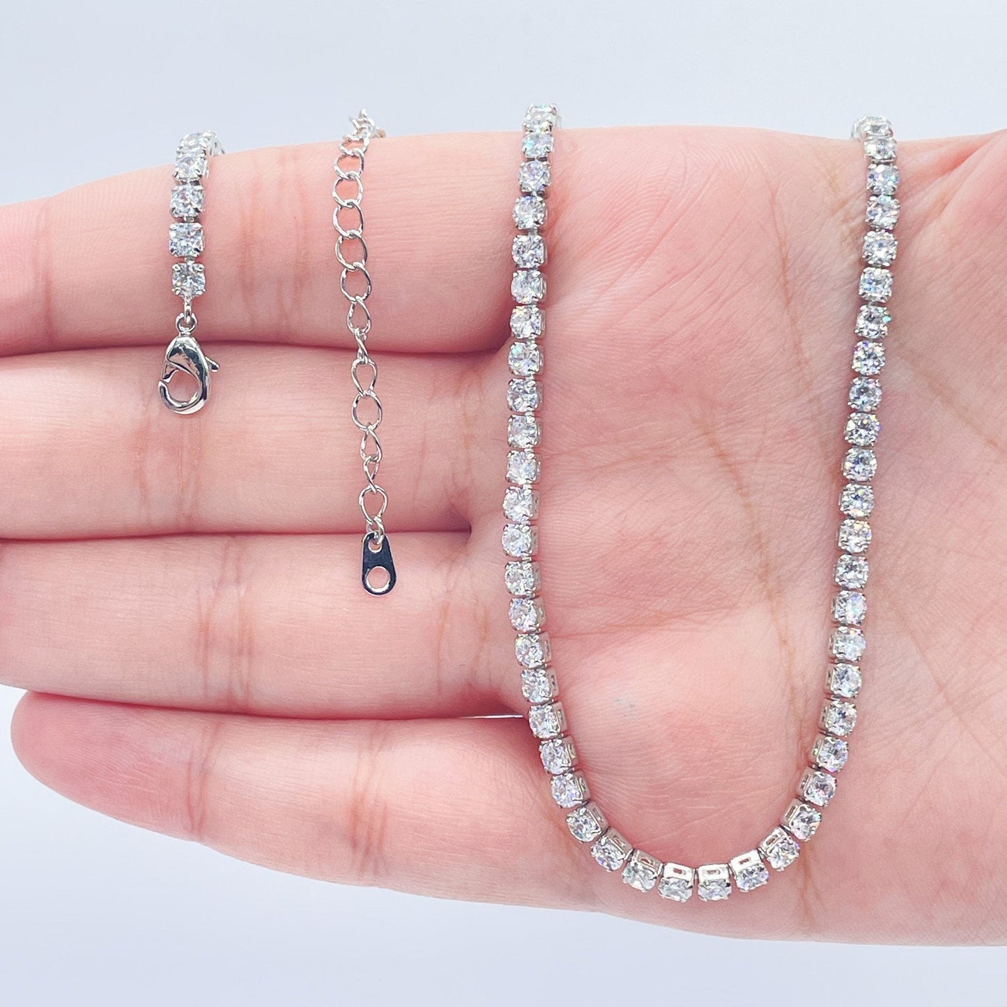 18k Gold Filled 3mm Tennis Necklace Available In Silver Cubic Zirconia Necklace Chain Jewelry