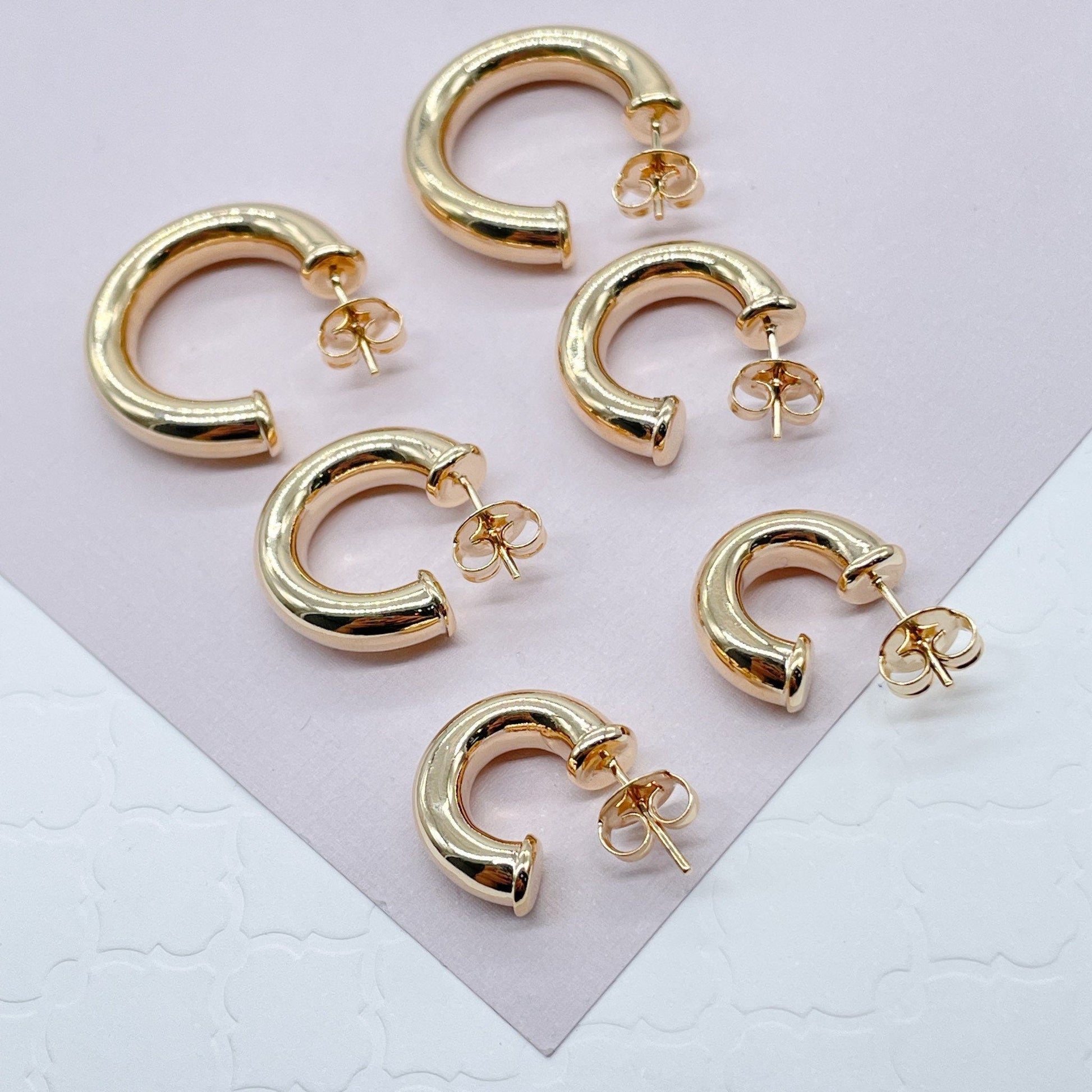 Thick 18k Gold Filled Plain 6mm Open Hoop Earrings