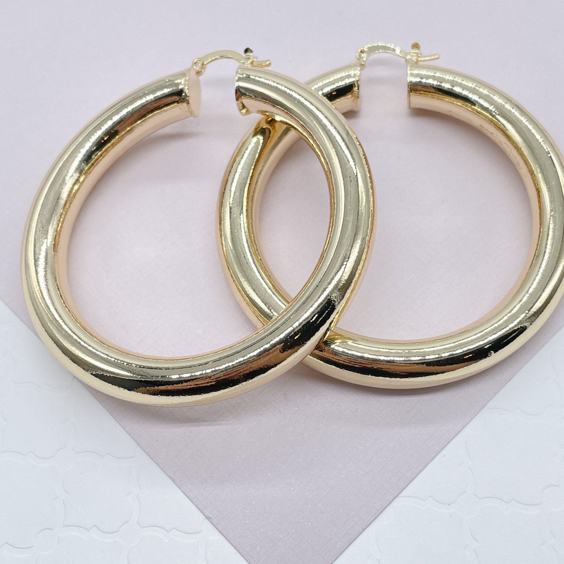 18k Gold Filled 8mm Thick Hoop Earrings, Chunk Gold Hoop, Fat Hoop Earrings And Jewelry Making Supplies