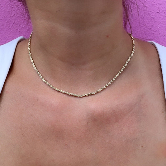 18k Gold Layered Rope Chain 1mm Necklace