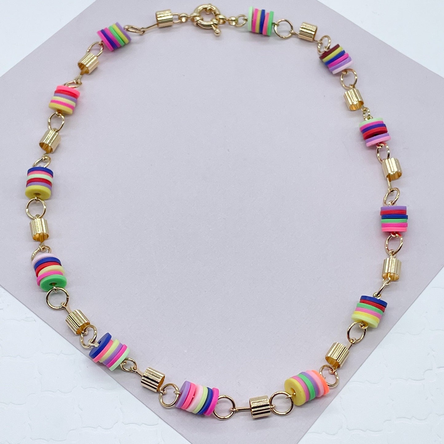 18k Gold Filled Colorful Flat Disk Set Colored Donuts Jewelry