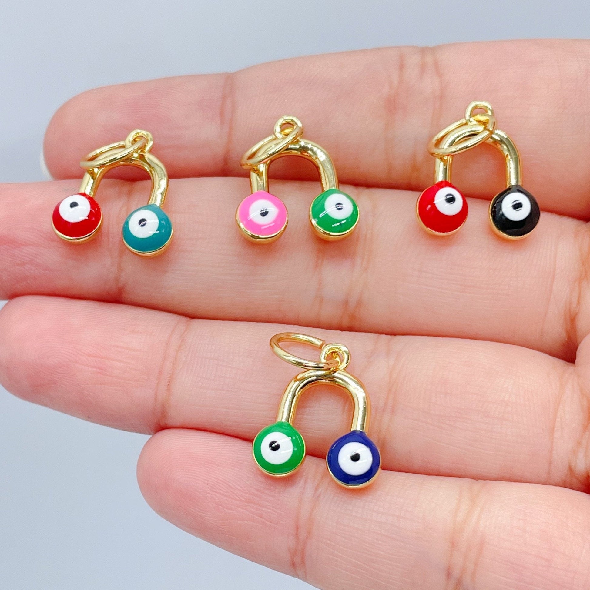 18k Gold Filled Colorful Evil Eye Enamel Pendant For Protection Wholesale