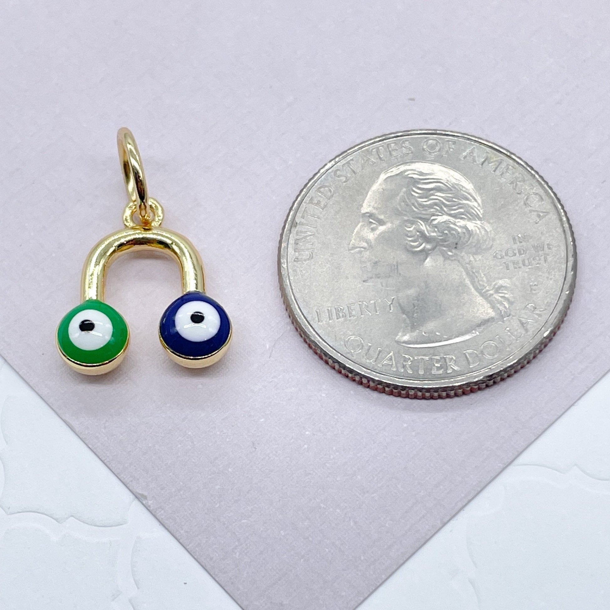 18k Gold Filled Colorful Evil Eye Enamel Pendant Protection Charm Jewelry Making Supplies