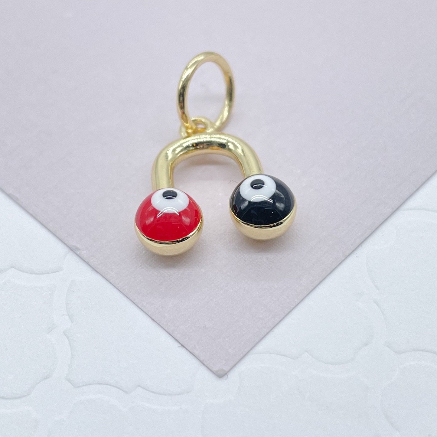 18k Gold Filled Colorful Evil Eye Enamel Pendant For Protection Wholesale