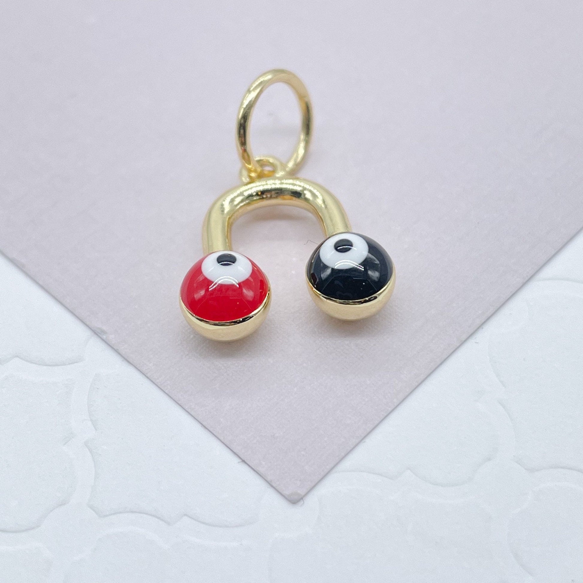 18k Gold Filled Colorful Evil Eye Enamel Pendant For Protection Wholesale