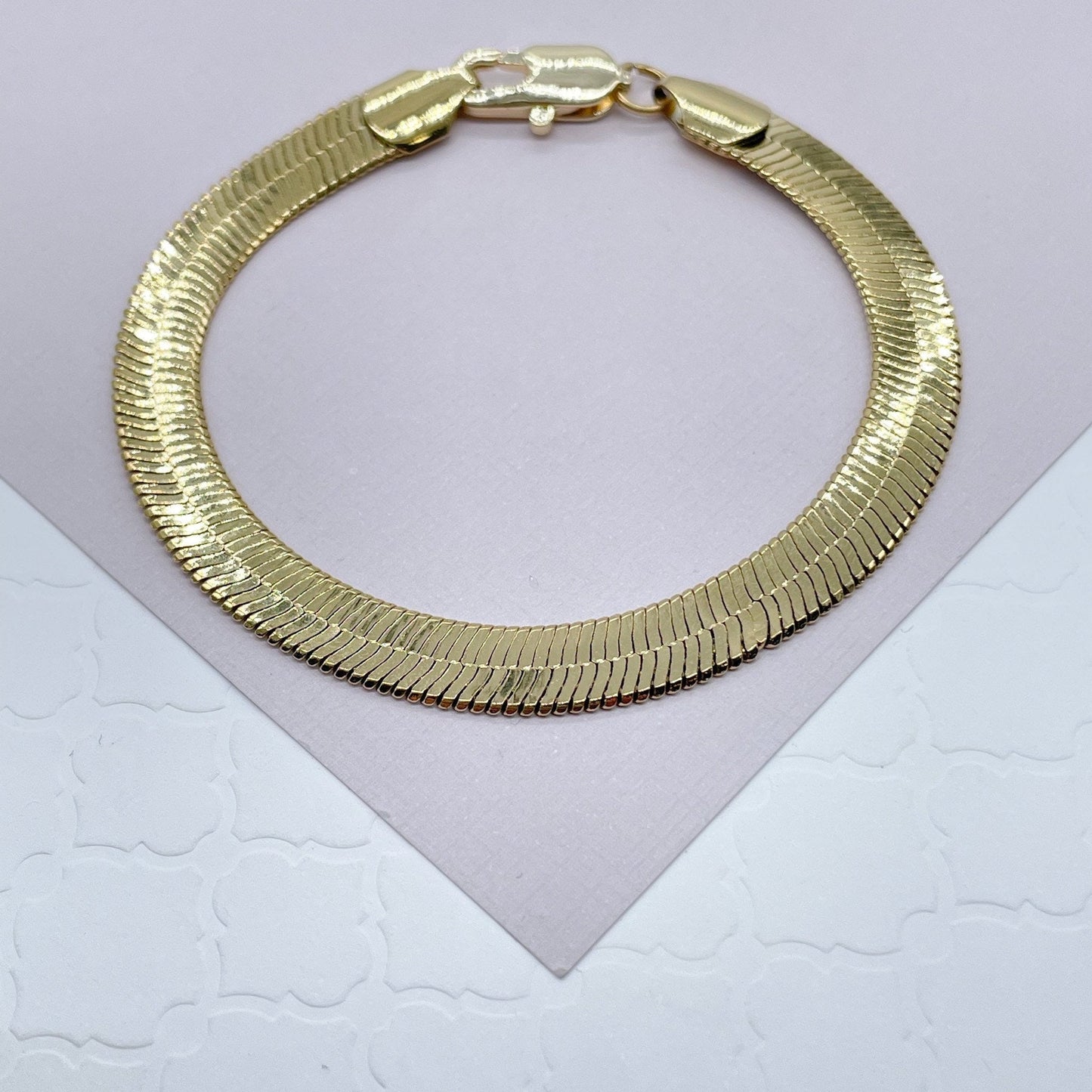 14k Gold Filled 7mm Herringbone Necklace Layering Jewelry