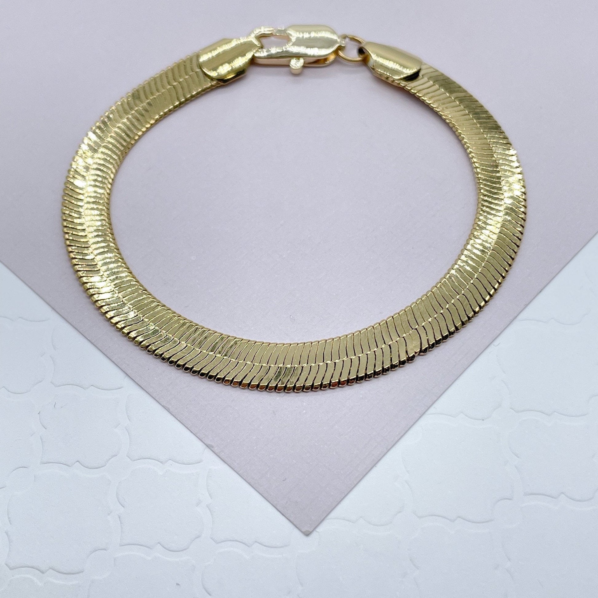 14k Gold Filled 7mm Herringbone Necklace Layering Jewelry