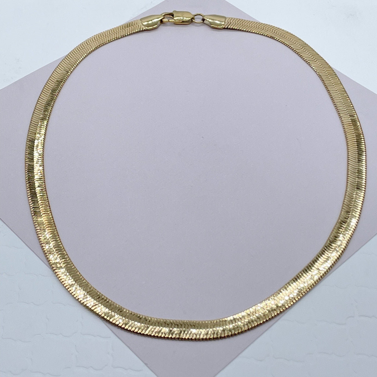 14k Gold Filled 7mm Herringbone Necklace Layering Jewelry