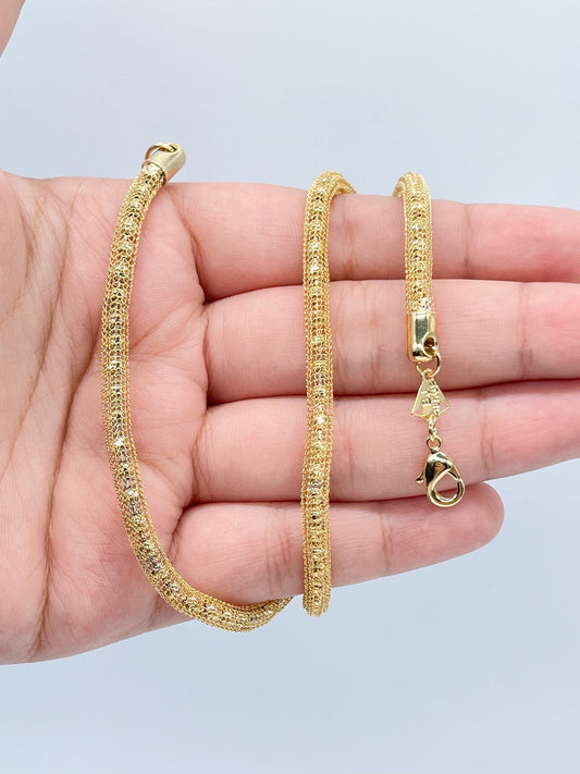 4mm 18k Gold Filled Mesh Shiny Tube Necklace Making