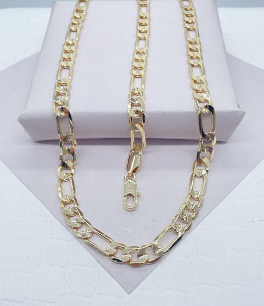 18k Gold Filled Flat Figaro 3X1 Set for Men, Sold Separately, Wholesale