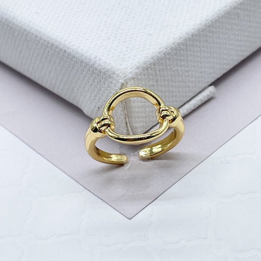 18k Gold Filled Circle Ring: Minimalist Adjustable Geometric Ring