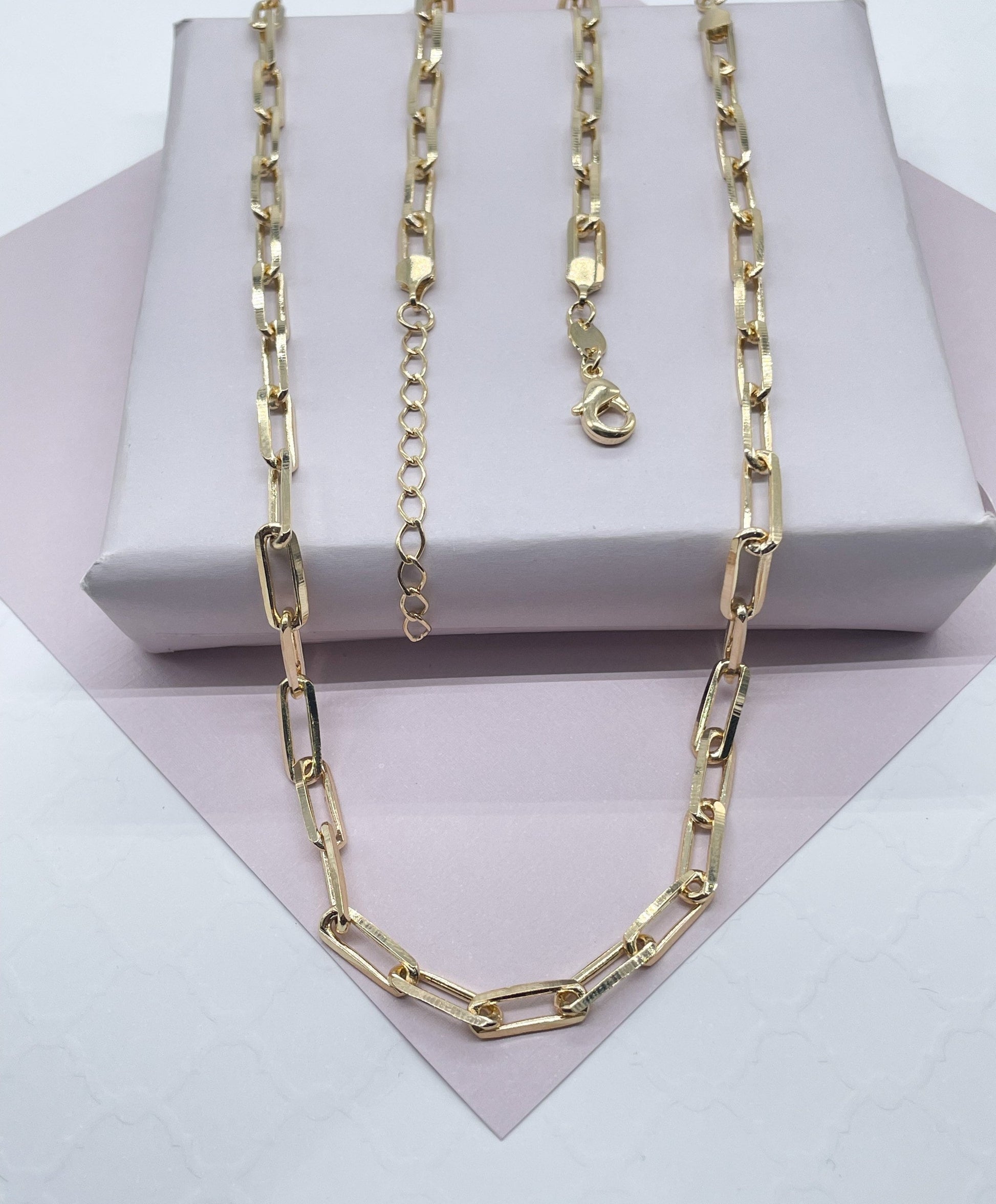Vintage Style Paper Clip Chain in 18k Gold Filled Necklace or Bracelet Supplies Designers