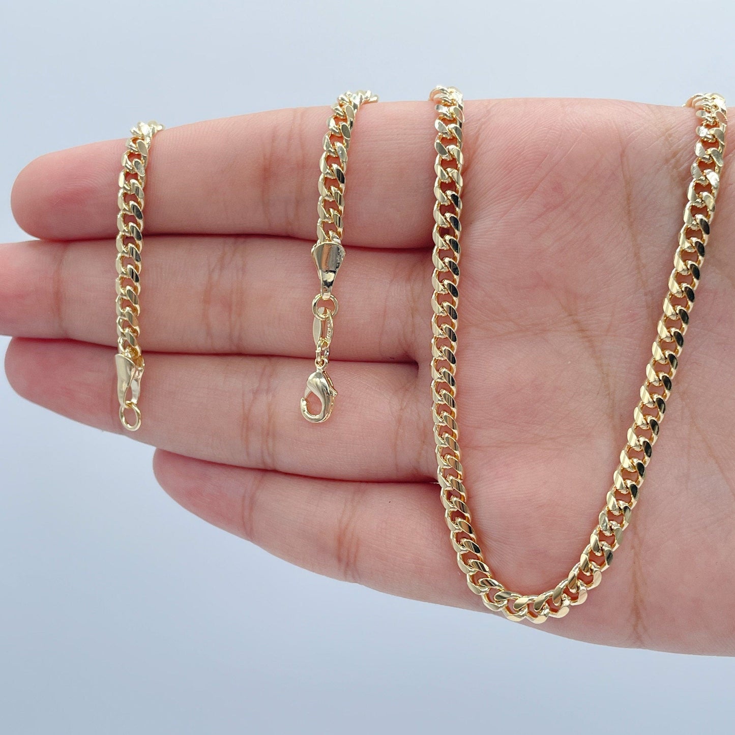 Gorgeous 18k Gold Filled 4mm Cuban Link Chain Necklace, Curb Link Chain for