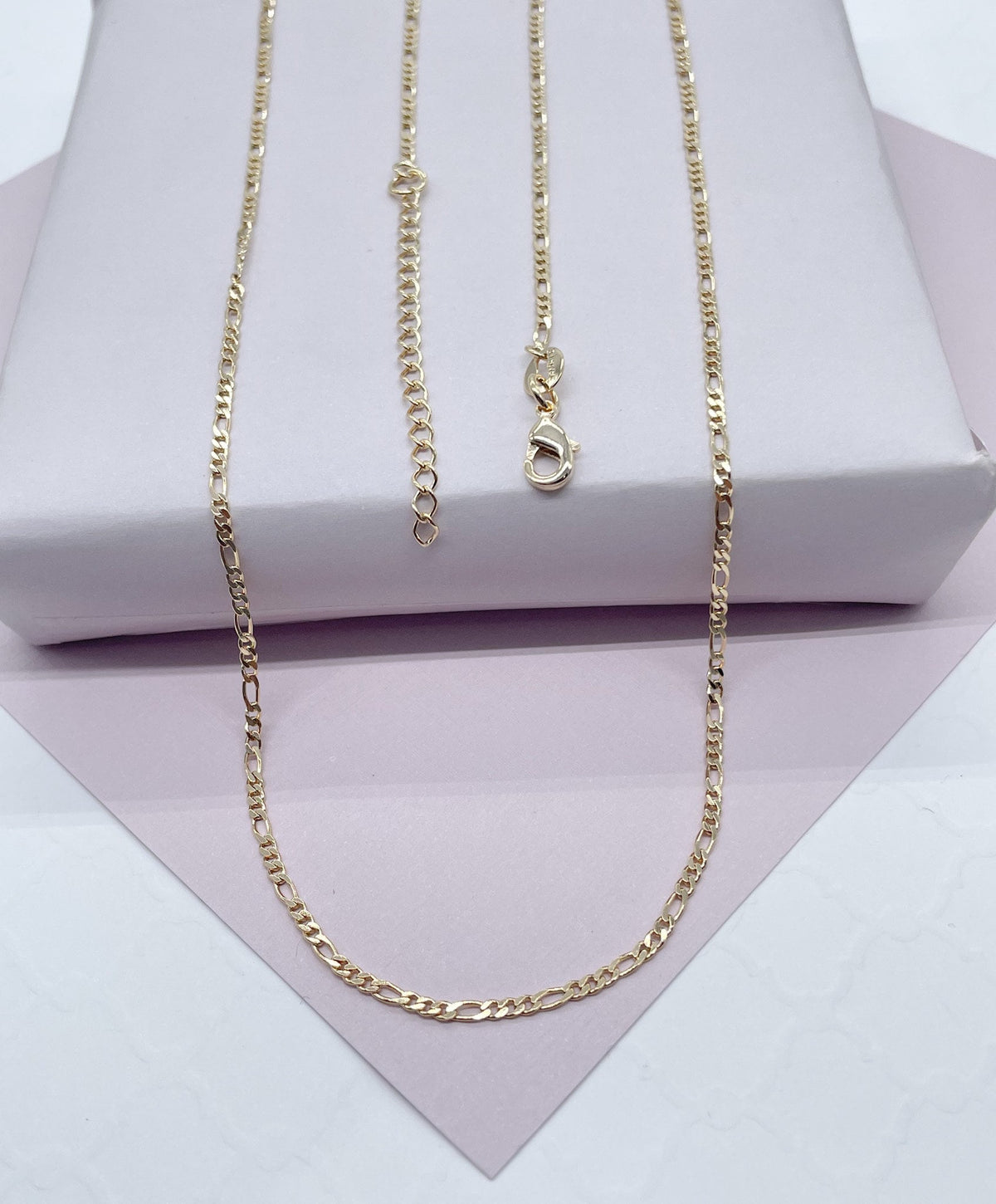 18k Gold Filled 2mm Figaro 3X1 Chain Necklace Supplies Designers