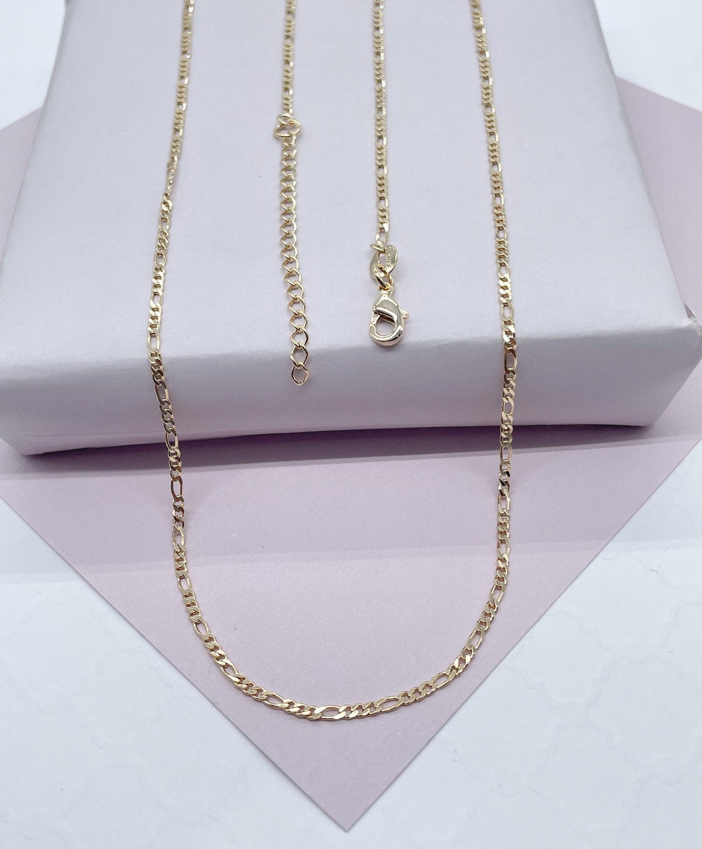 18k Gold Filled 2mm Figaro 3X1 Chain Necklace Supplies Designers