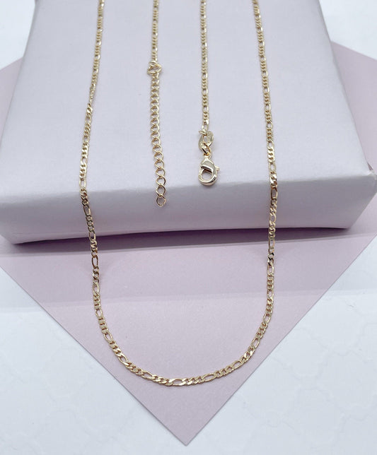 18k Gold Filled 2mm Figaro 3X1 Chain Necklace Supplies Designers