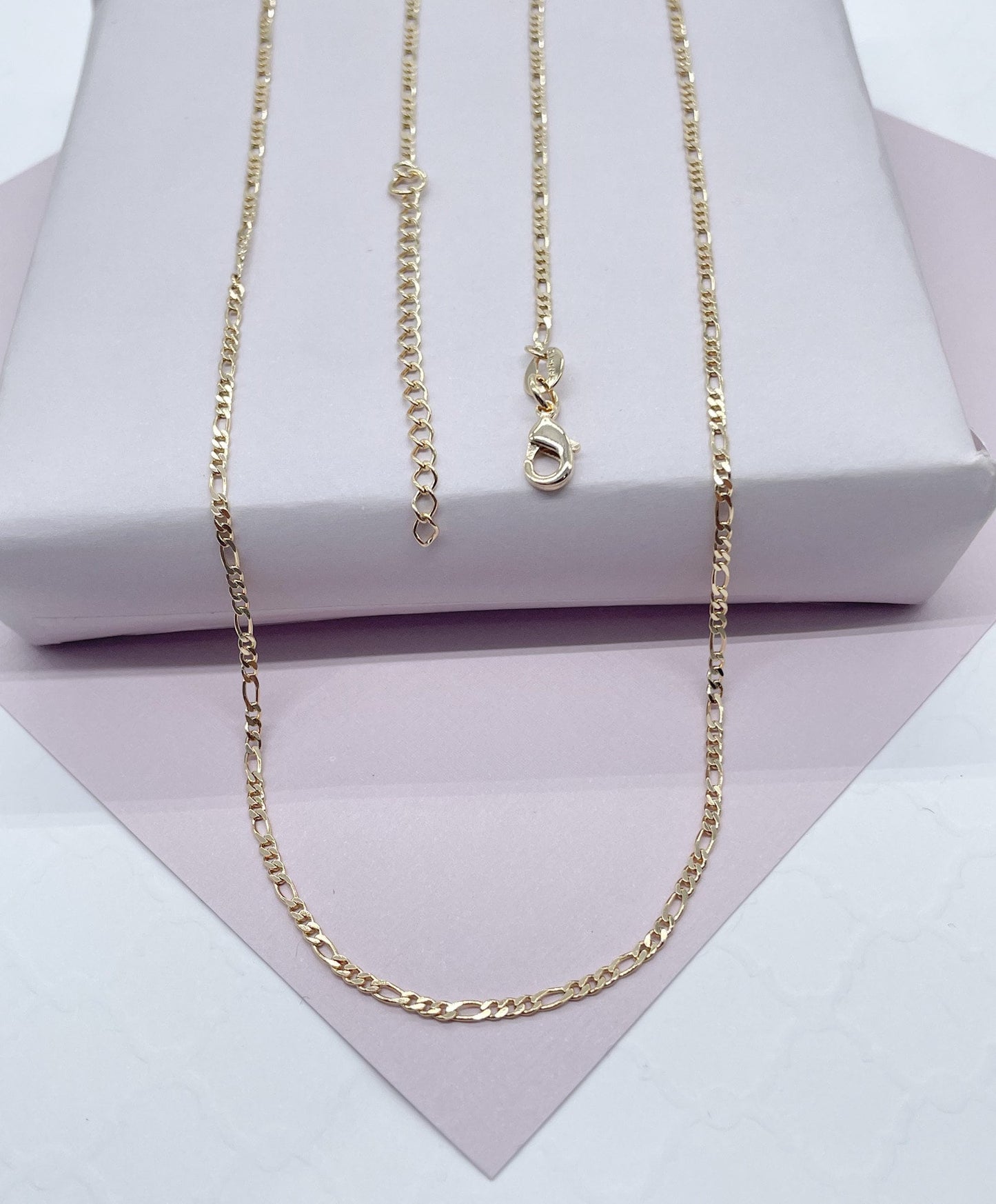 18k Gold Filled 2mm Figaro 3X1 Chain Necklace   Supplies  Designers