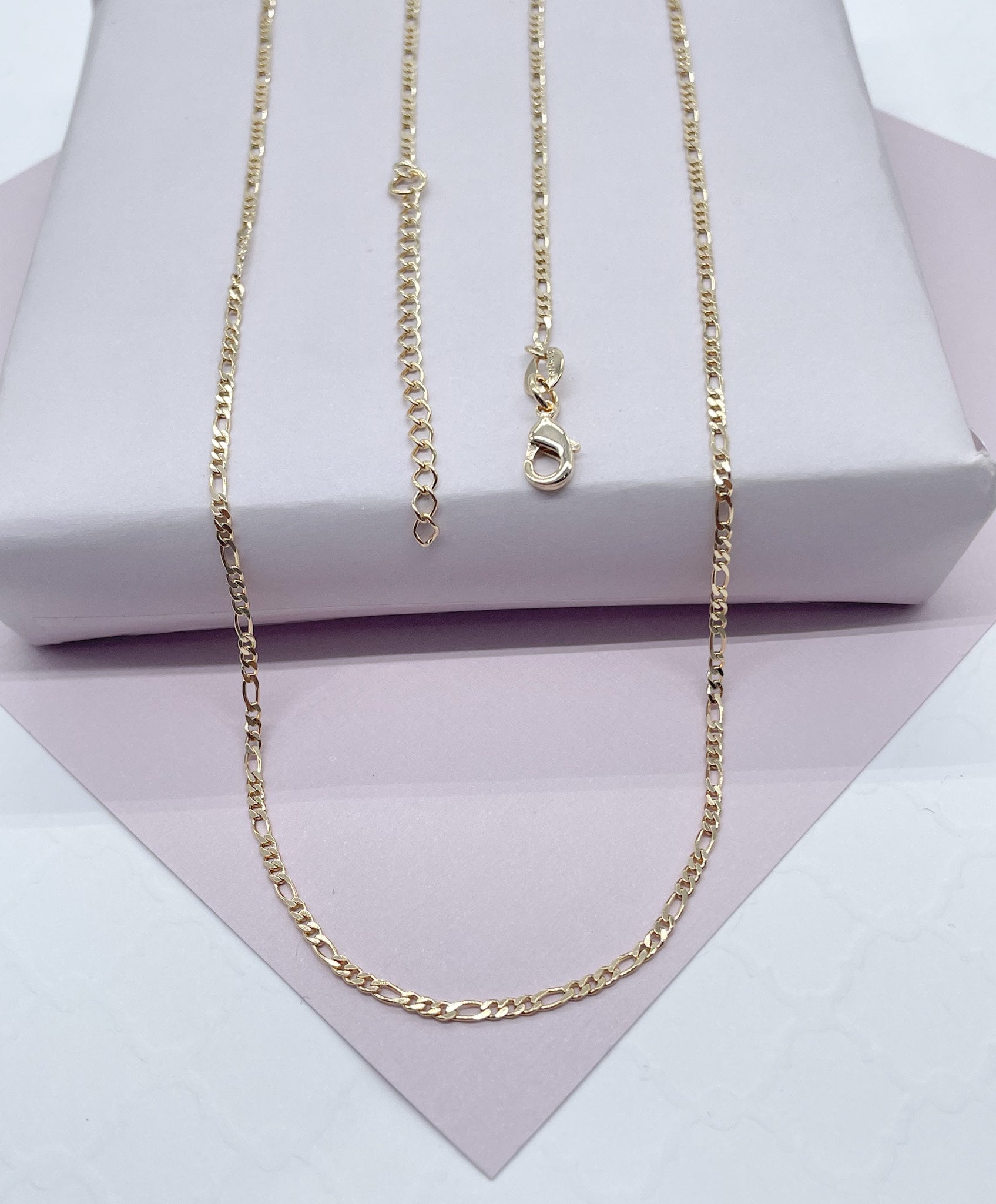 18k Gold Filled 2mm Figaro 3X1 Chain Necklace   Supplies  Designers