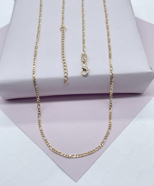 18k Gold Filled 2mm Figaro 3X1 Chain Necklace   Supplies  Designers