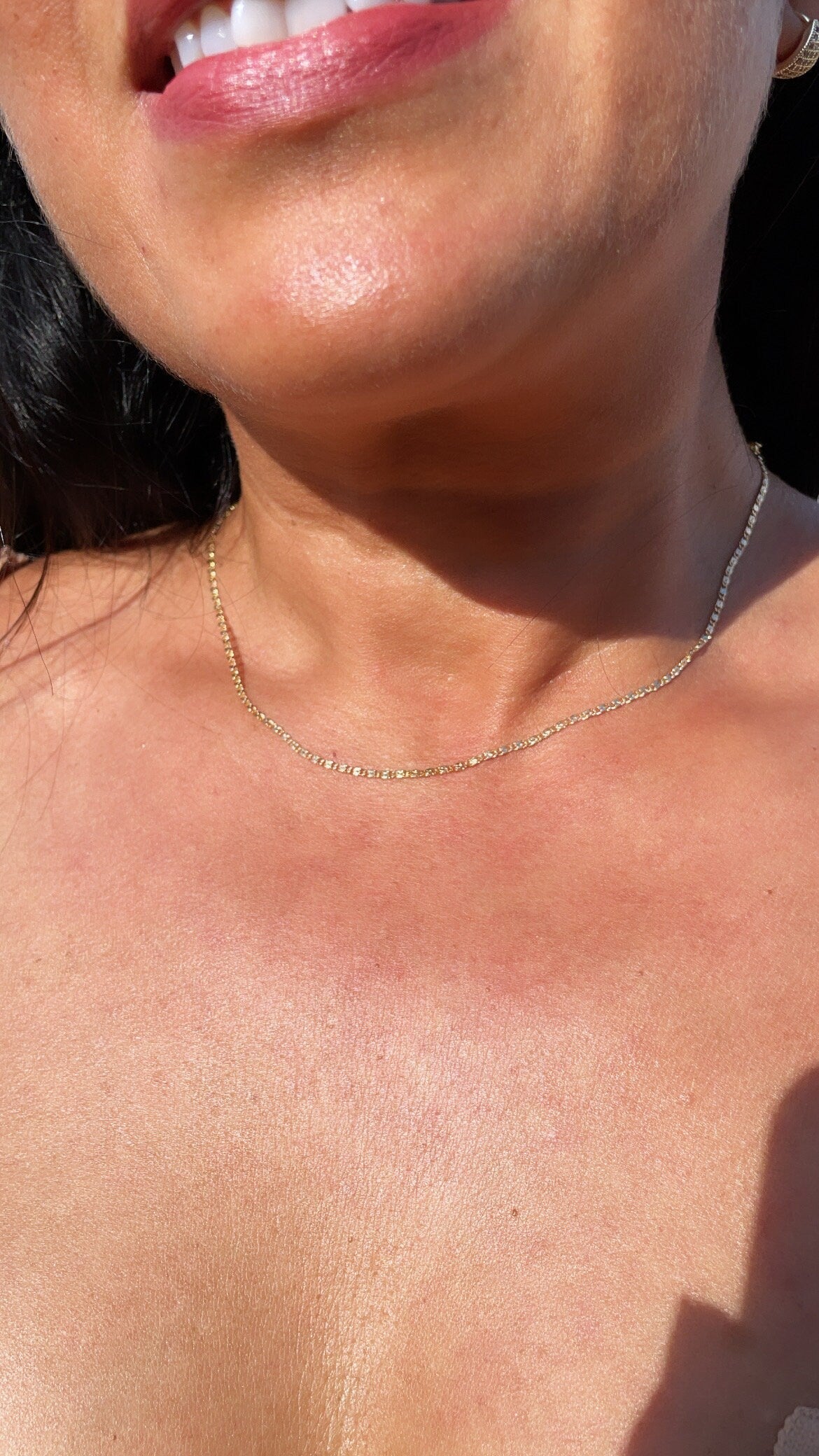 Dainty 18k Gold Filled 2mm Design Flat Fancy Chain Necklace for Wholesale