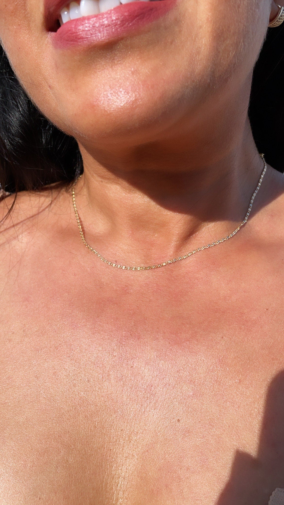 Dainty 18k Gold Filled 2mm Design Flat Fancy Chain Necklace Supplies Designers