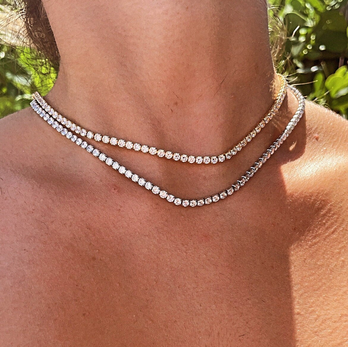 18k Gold Filled 3mm Tennis Necklace Available In Silver Cubic Zirconia Necklace Chain Jewelry