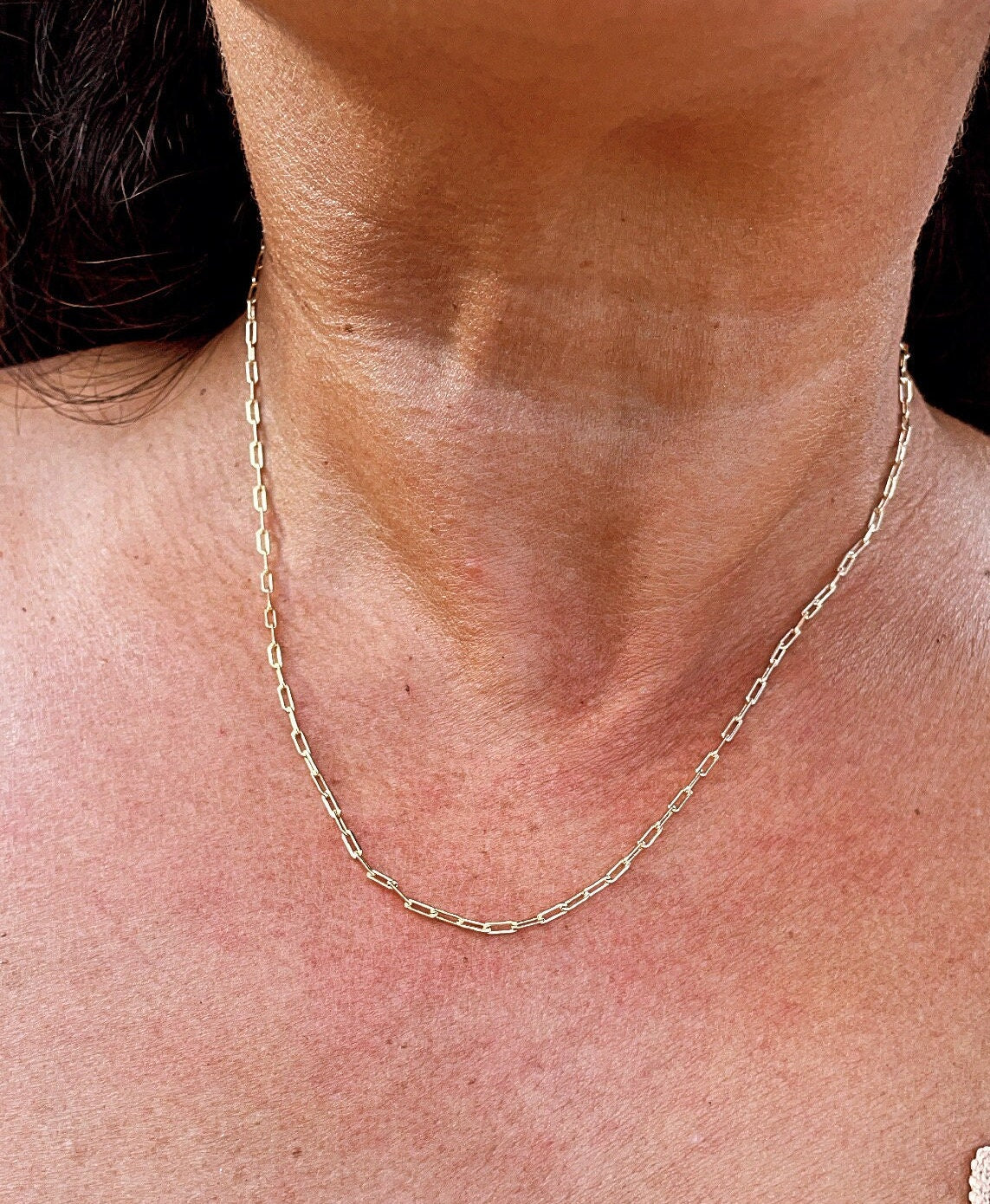 18k Gold Filled 2mm Dainty Paper Clip Chain Necklace Supplies Creative Styling Designers