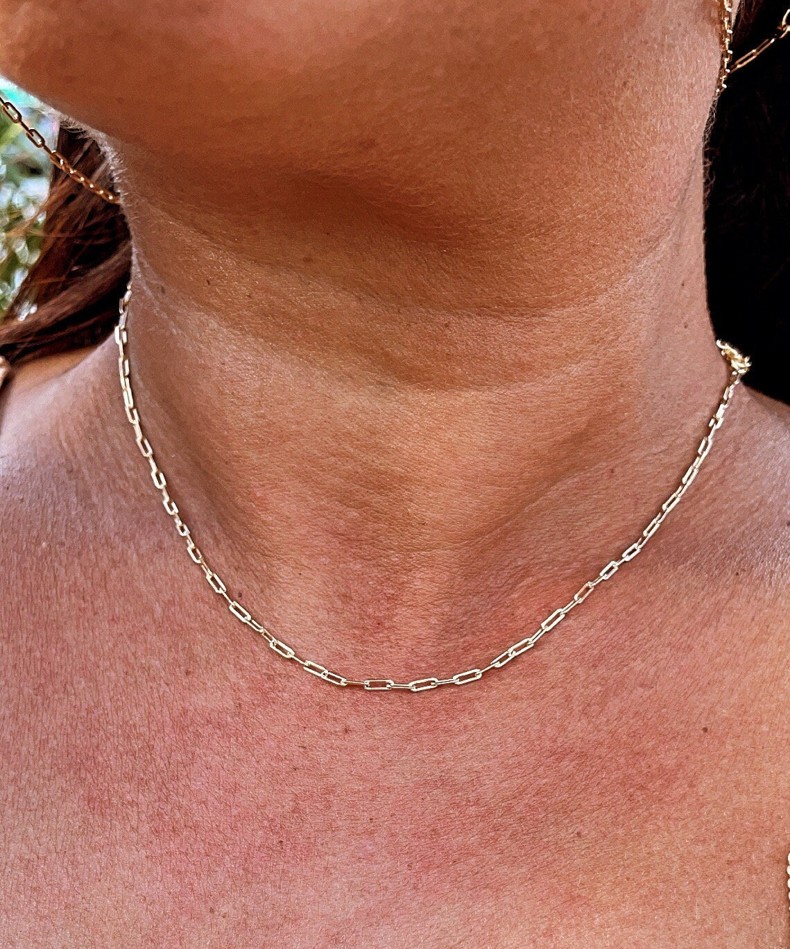 18k Gold Filled 2mm Dainty Paper Clip Chain Necklace   Supplies Creative Styling  Designers