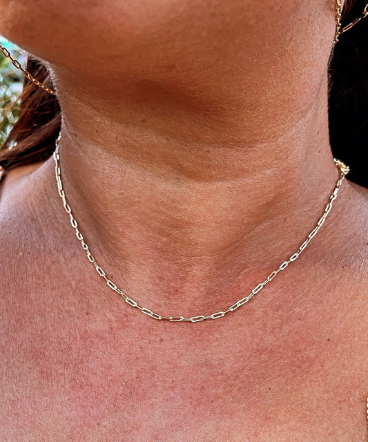 18k Gold Filled 2mm Dainty Paper Clip Chain Necklace   Supplies Creative Styling  Designers