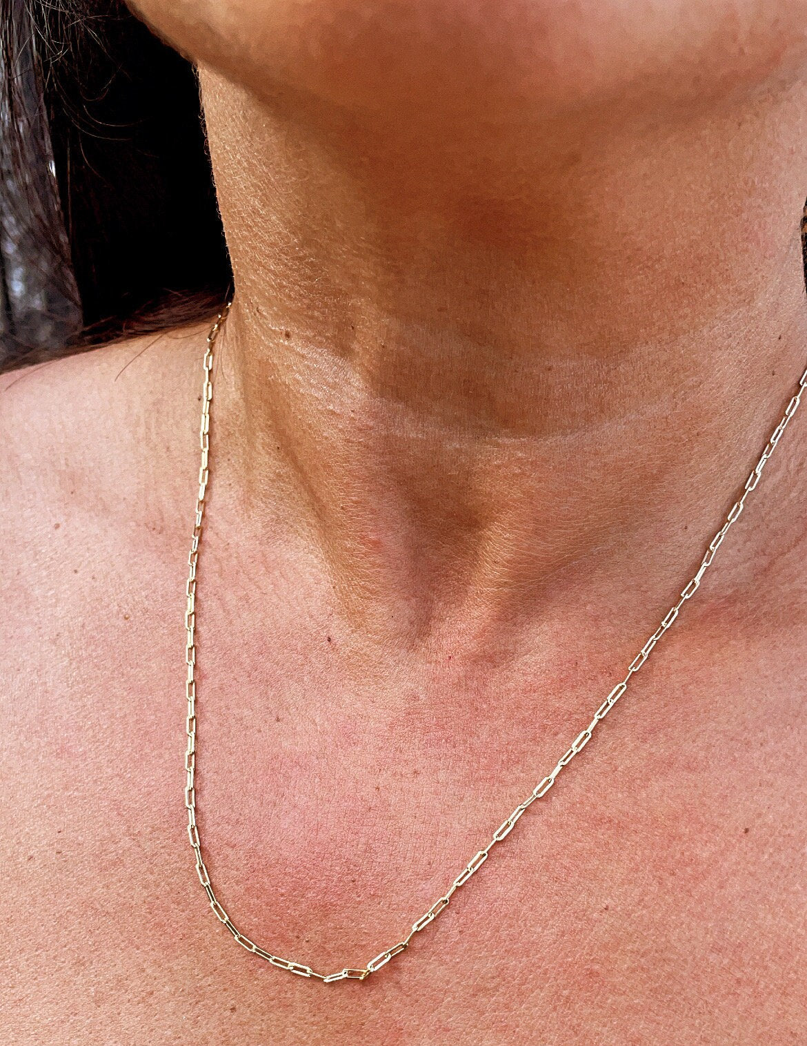 18k Gold Filled 2mm Dainty Paper Clip Chain Necklace Supplies Creative Styling Designers