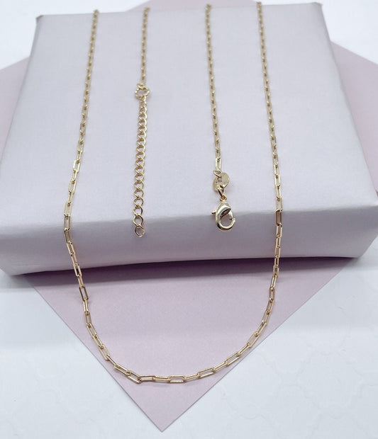 18k Gold Filled 2mm Dainty Paper Clip Chain Necklace Supplies Creative Styling Designers