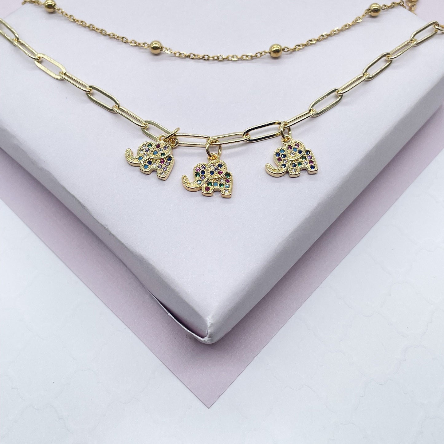 18k Gold Filled Multi-Color CZ Butterfly Charm Anklet, Owl, Elephant, Dolphin, Star, Pineapple, Heart Lock Charm Anklet, Satellite Anklet