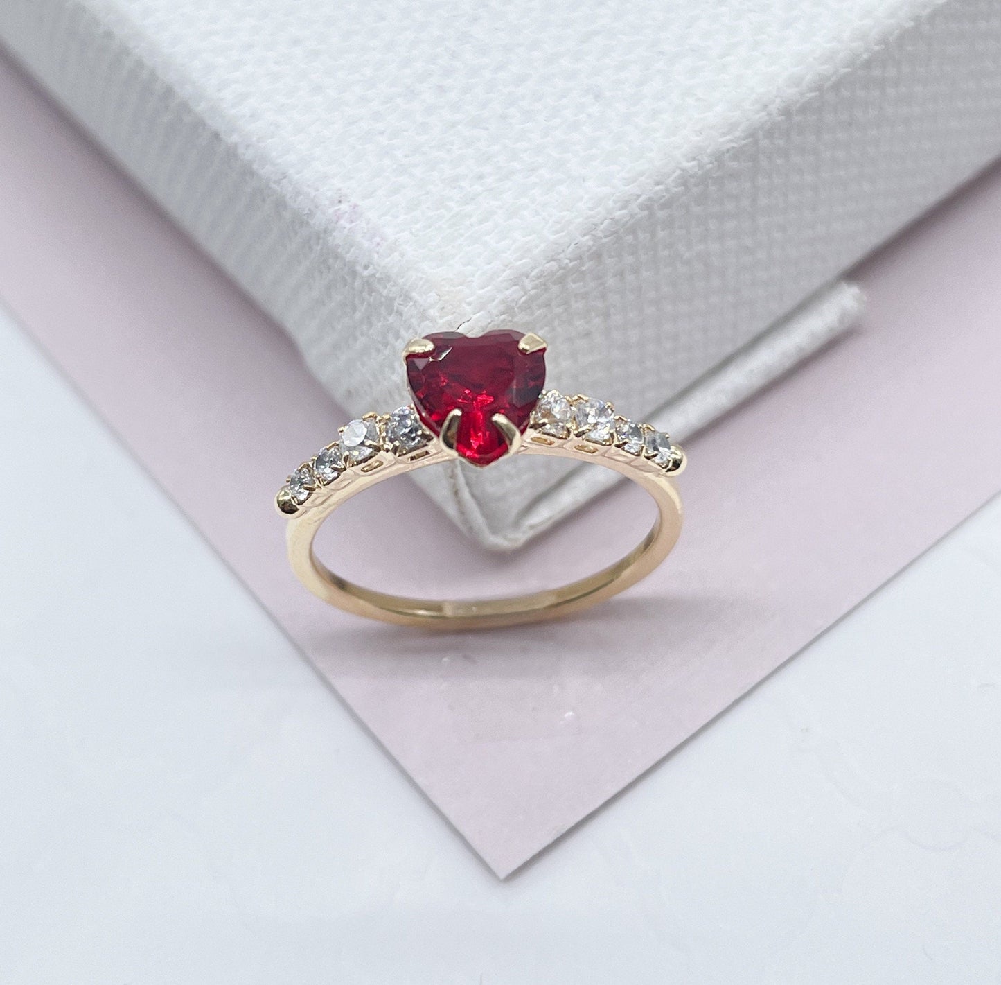 18k Gold Filled Heart Ring: Pave Cubic Zirconia Band