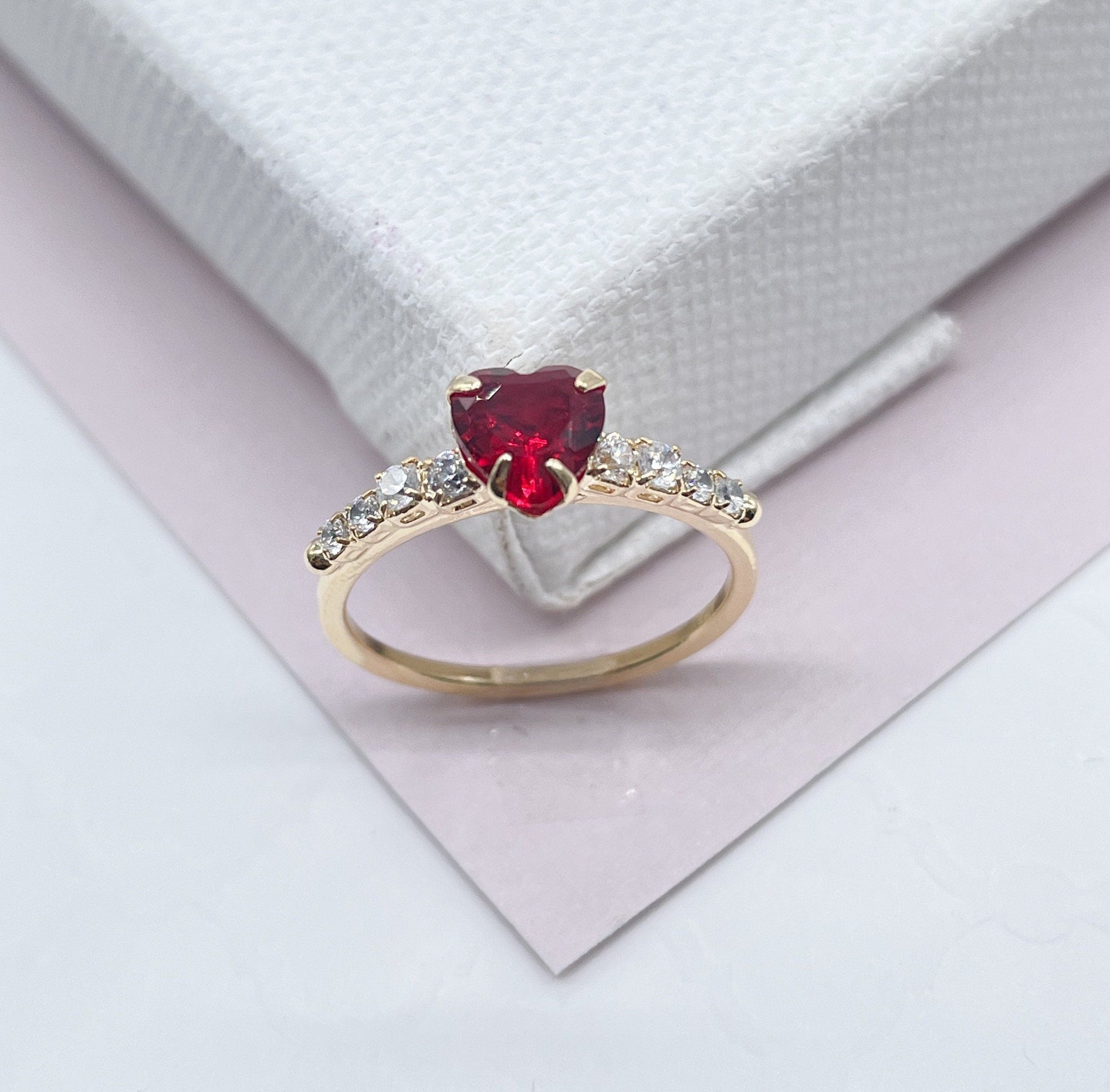 18k Gold Filled Heart Ring: Pave Cubic Zirconia Band